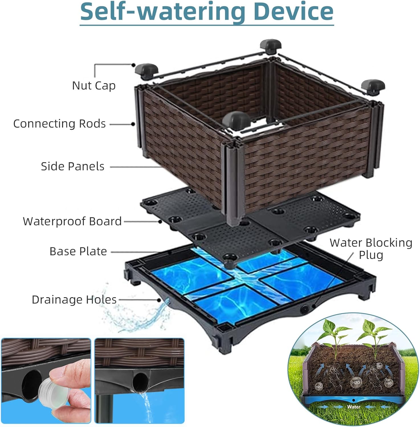 Jardinière en rotin pour l'ext - Self Watering Planter avis et prix